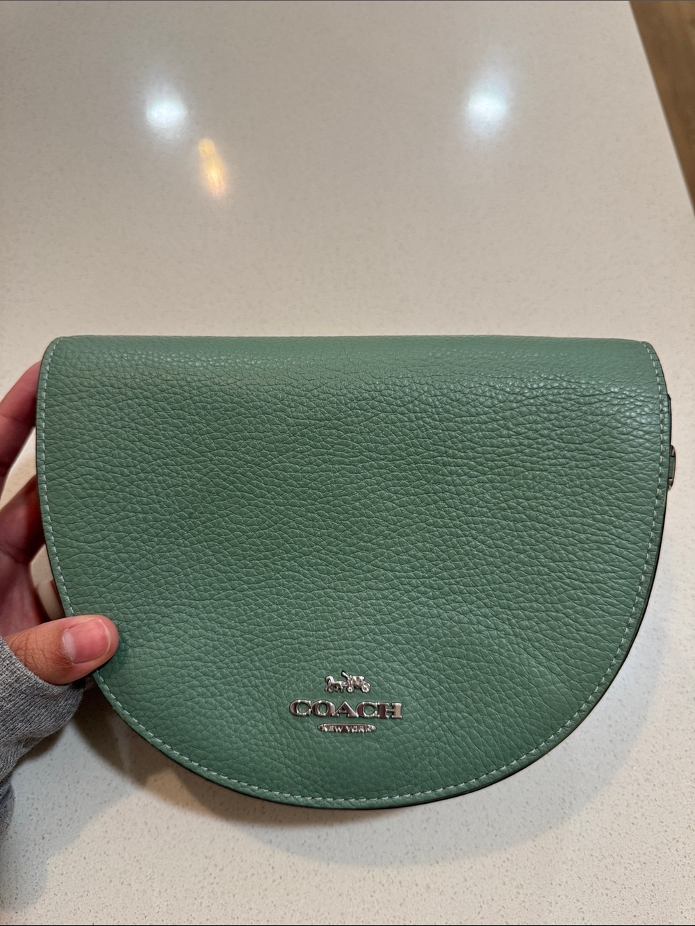 Coach Sage Green Pebbled Leather Saddle Crossbody